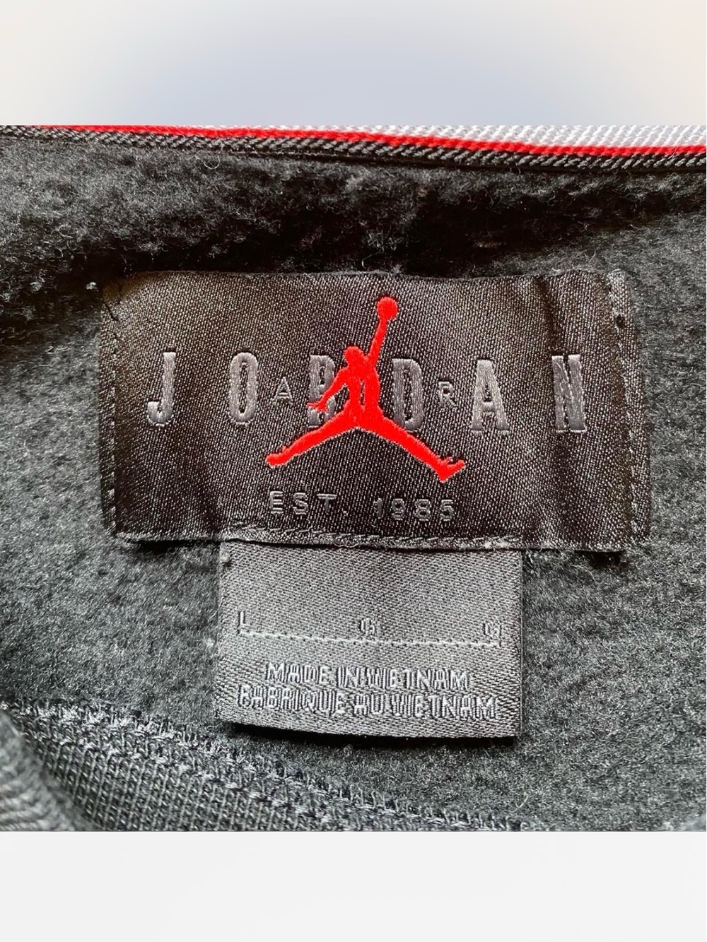 Jordan Black Crewneck Sweatshirt with Red Plaid Logo - Picture 4 of 8